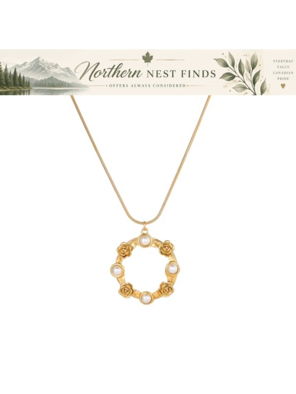18K Gold Plated Dainty Pearl Pendant Necklace Adjustable Women Jewelry